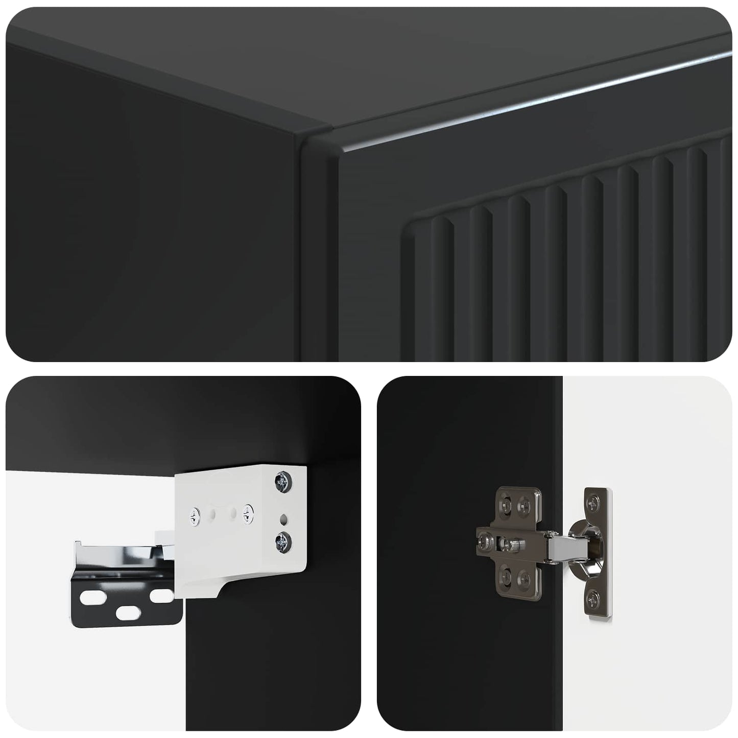 Mobiletto a muro Nero 33 x 34,5 x 90 cm Legno ingegnerizzato | homemem39