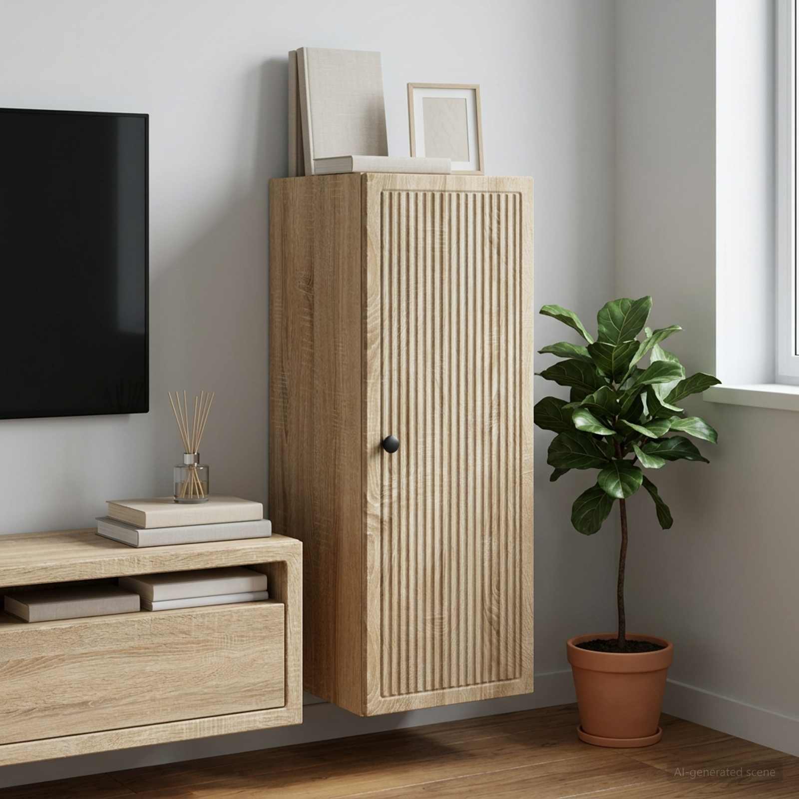 Mobiletto a muro Rovere Sonoma 33 x 34,5 x 90 cm | homemem39