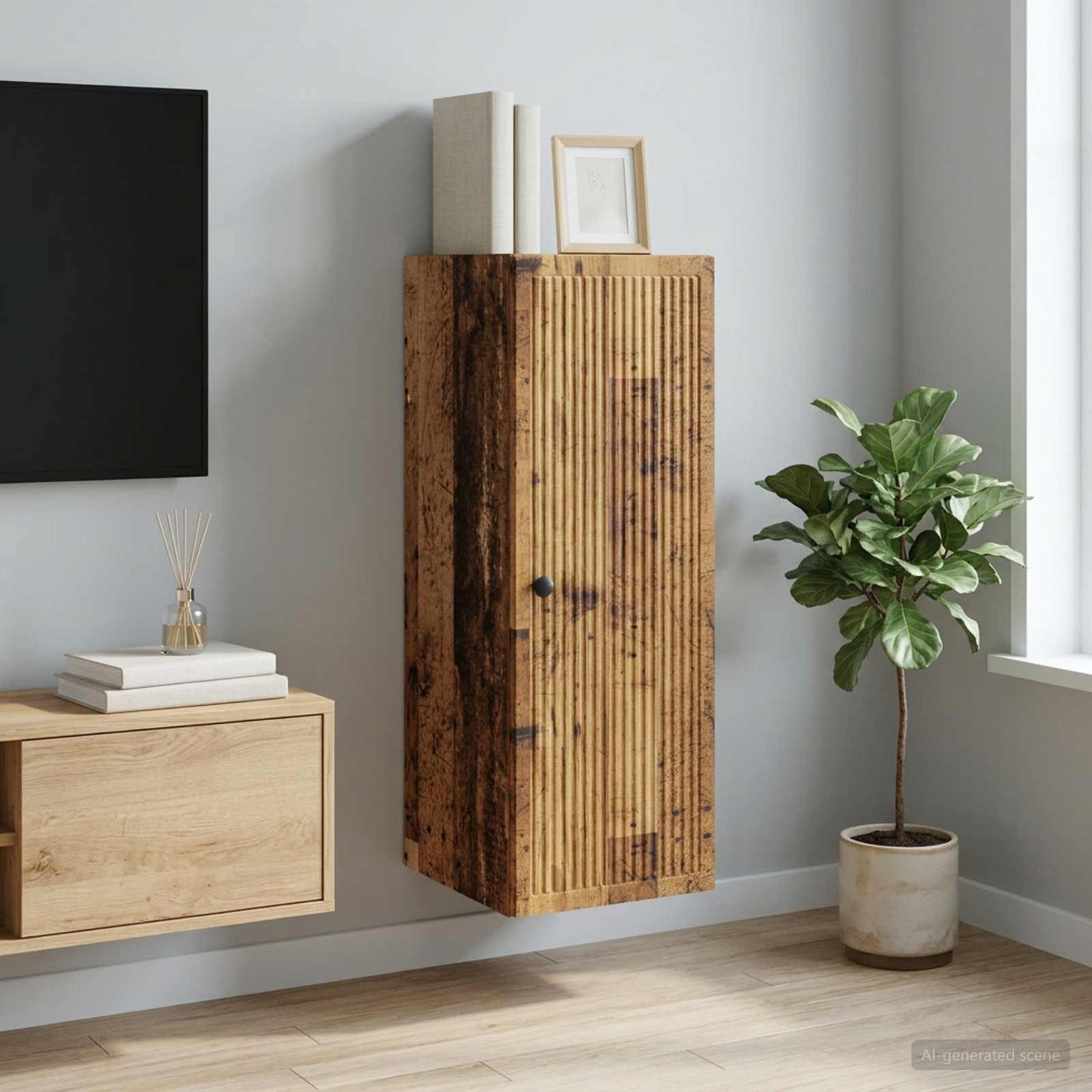 Mobiletto a muro Legno antico 33 x 34,5 x 90 cm | homemem39