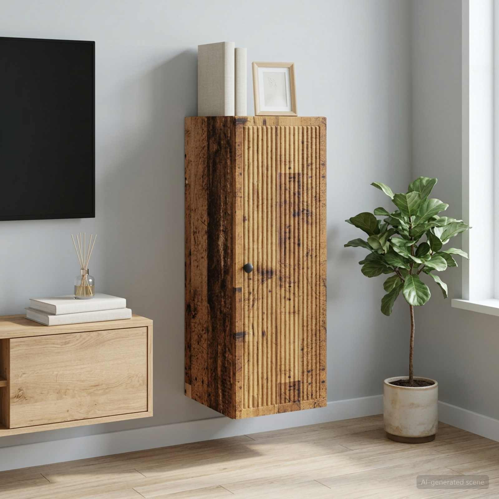 Mobiletto a muro Legno antico 33 x 34,5 x 90 cm | homemem39