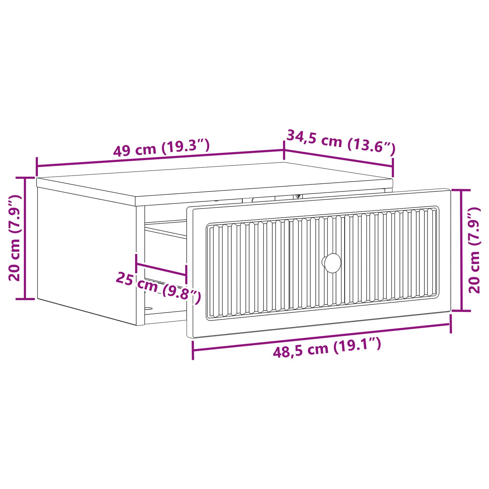 Armadio da Notte Rovere Fumo 49 x 34,5 x 20 cm | homemem39