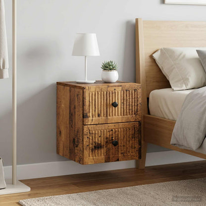 Mobiletto da notte a muro 2 pcs Legno antico 33 x 34,5 x 40 cm