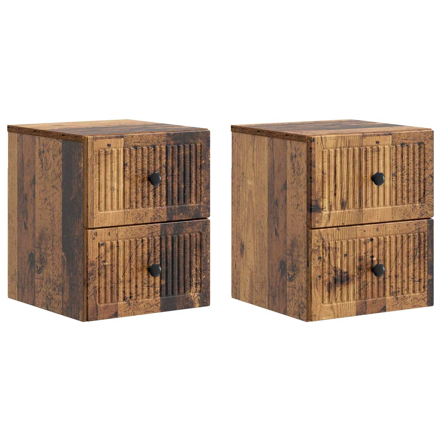 Mobiletto da notte a muro 2 pcs Legno antico 33 x 34,5 x 40 cm | homemem39