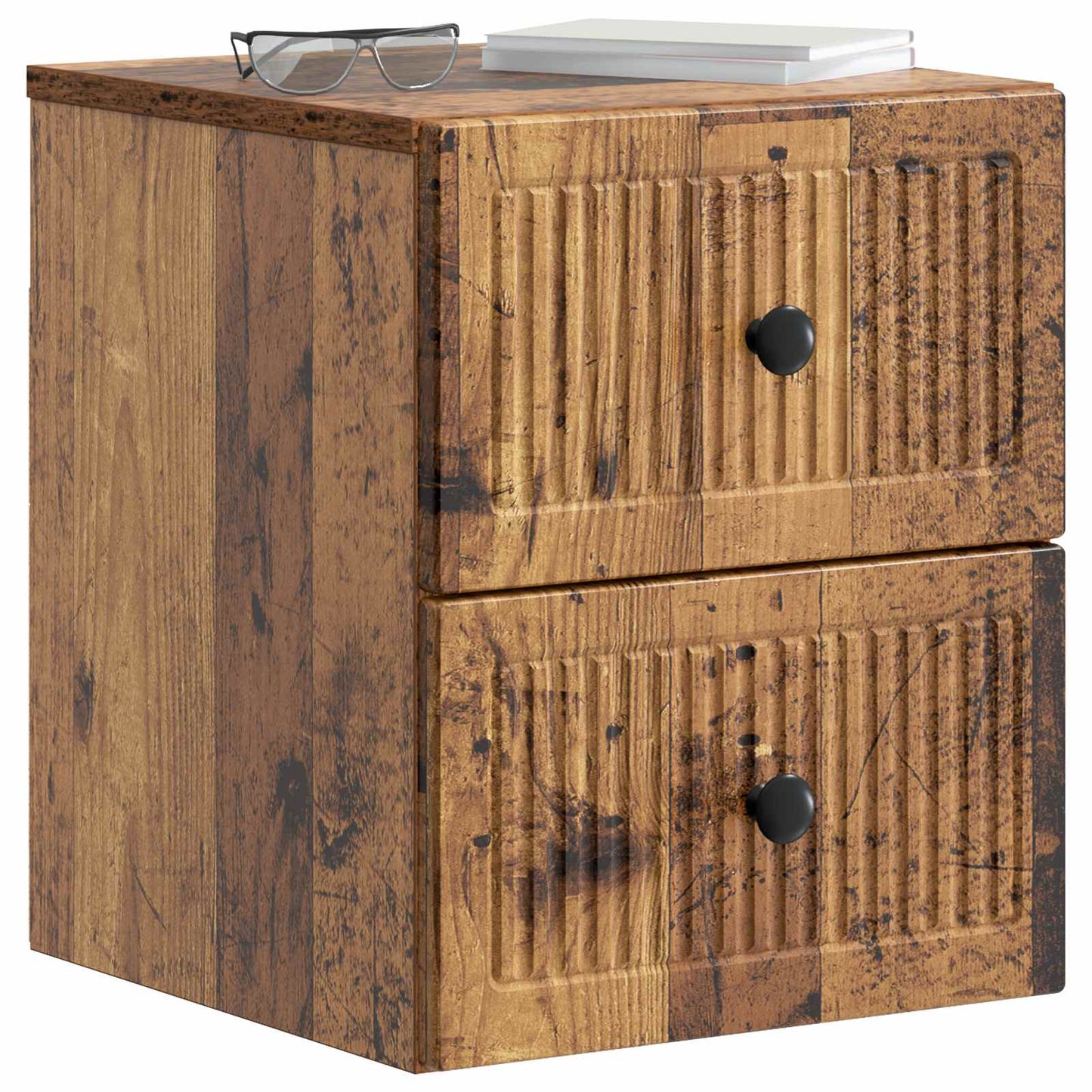 Mobiletto da notte a muro 2 pcs Legno antico 33 x 34,5 x 40 cm | homemem39