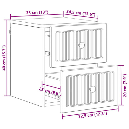 Mobiletto da notte a muro 2 pcs Legno antico 33 x 34,5 x 40 cm | homemem39