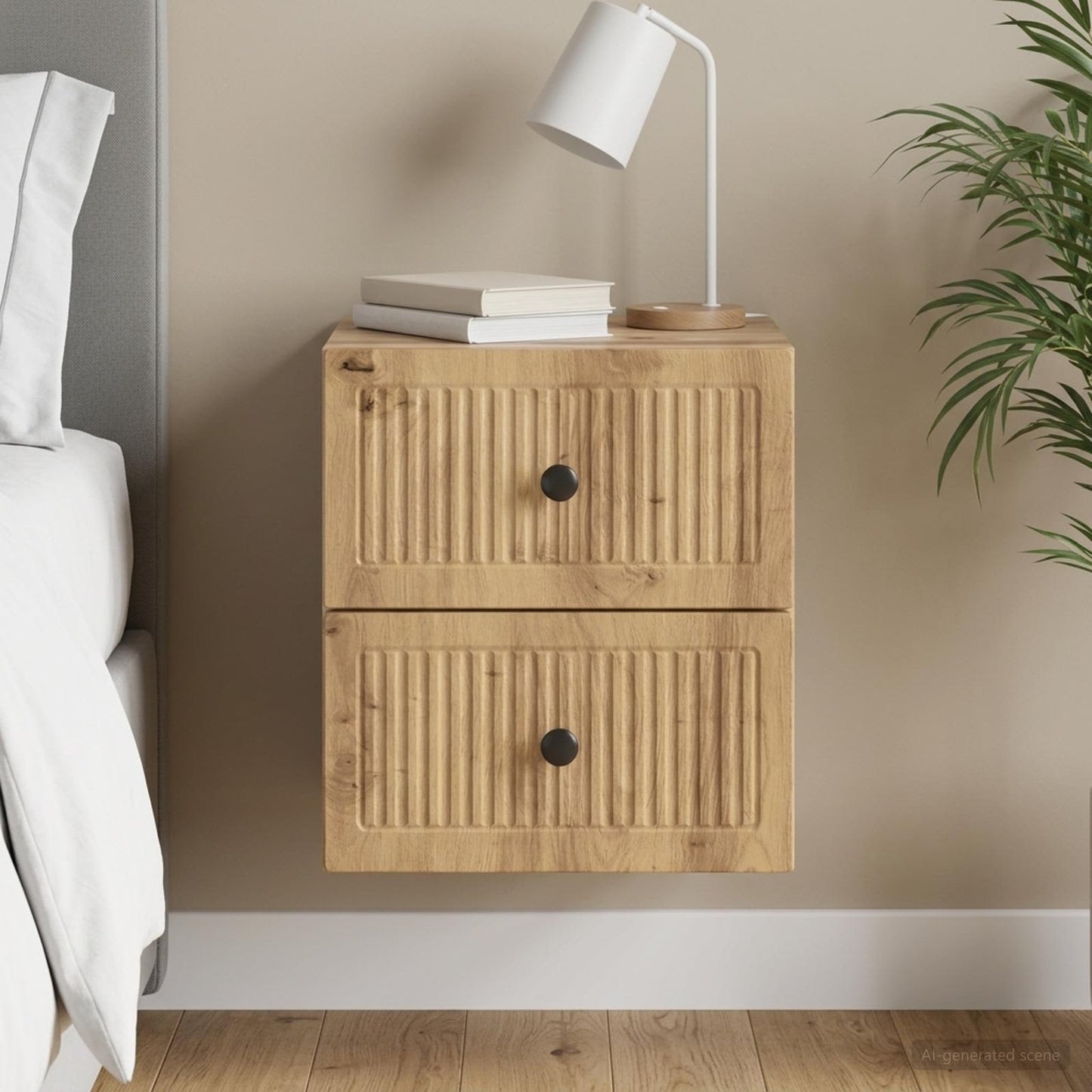Mobiletto da notte a muro Rovere Artigianale 33 x 34,5 x 40 cm
