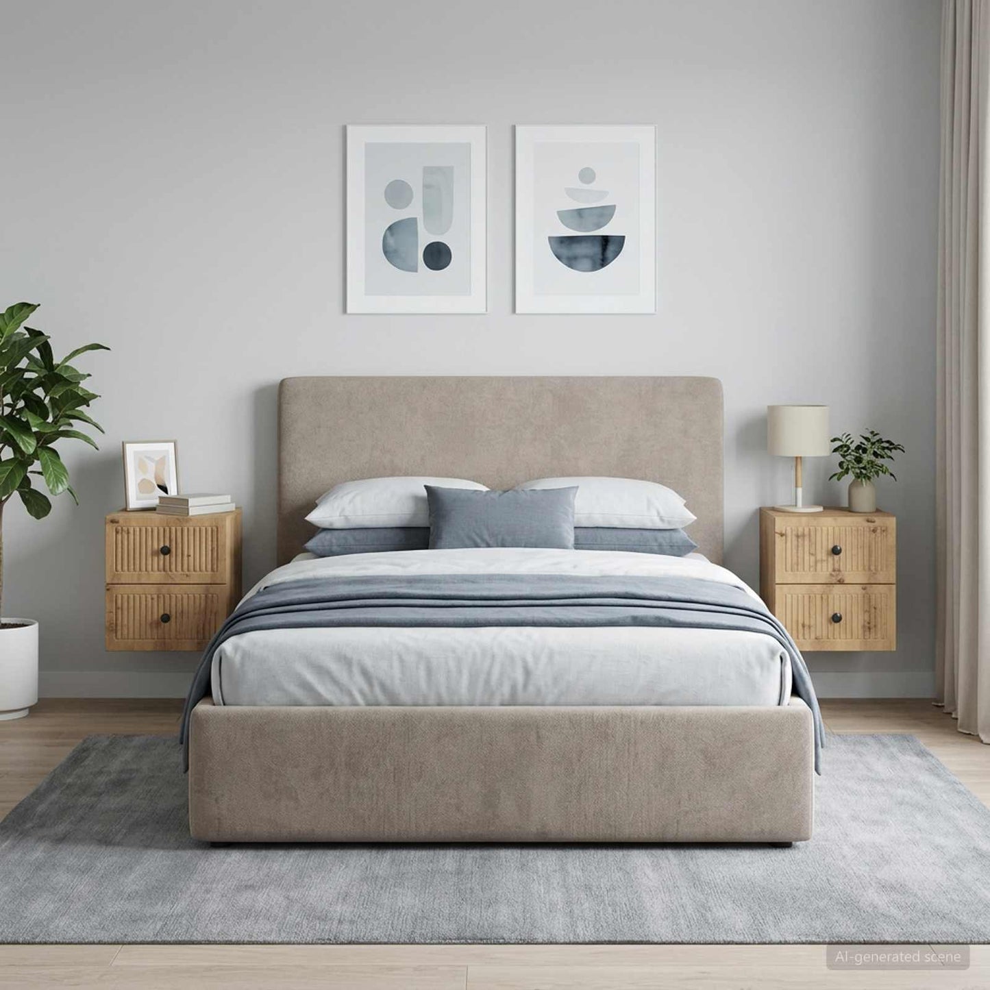 Mobiletto da notte a muro 2 pz Rovere Artigianale