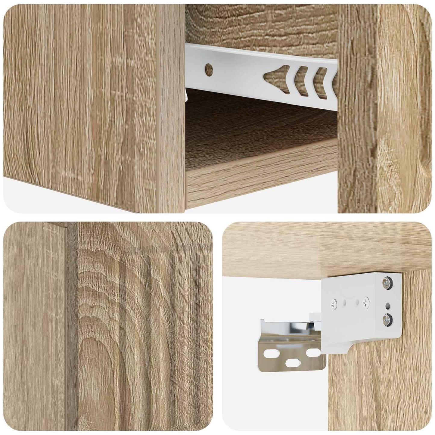 Tavolino da Parete Laterale Rovere Sonoma 59 x 34,5 x 17 cm | homemem39