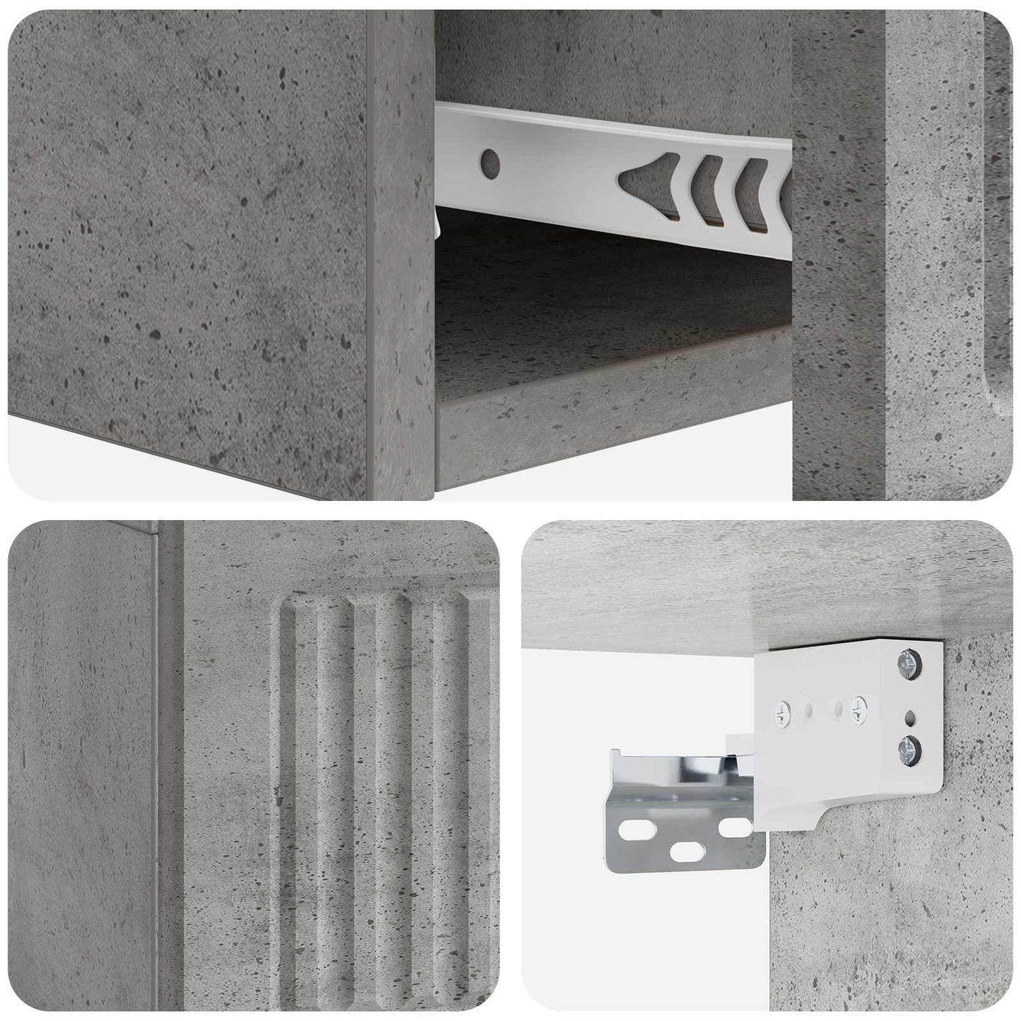 Tavolino da Parete Laterale Grigio Cemento 59 x 34,5 x 17 cm