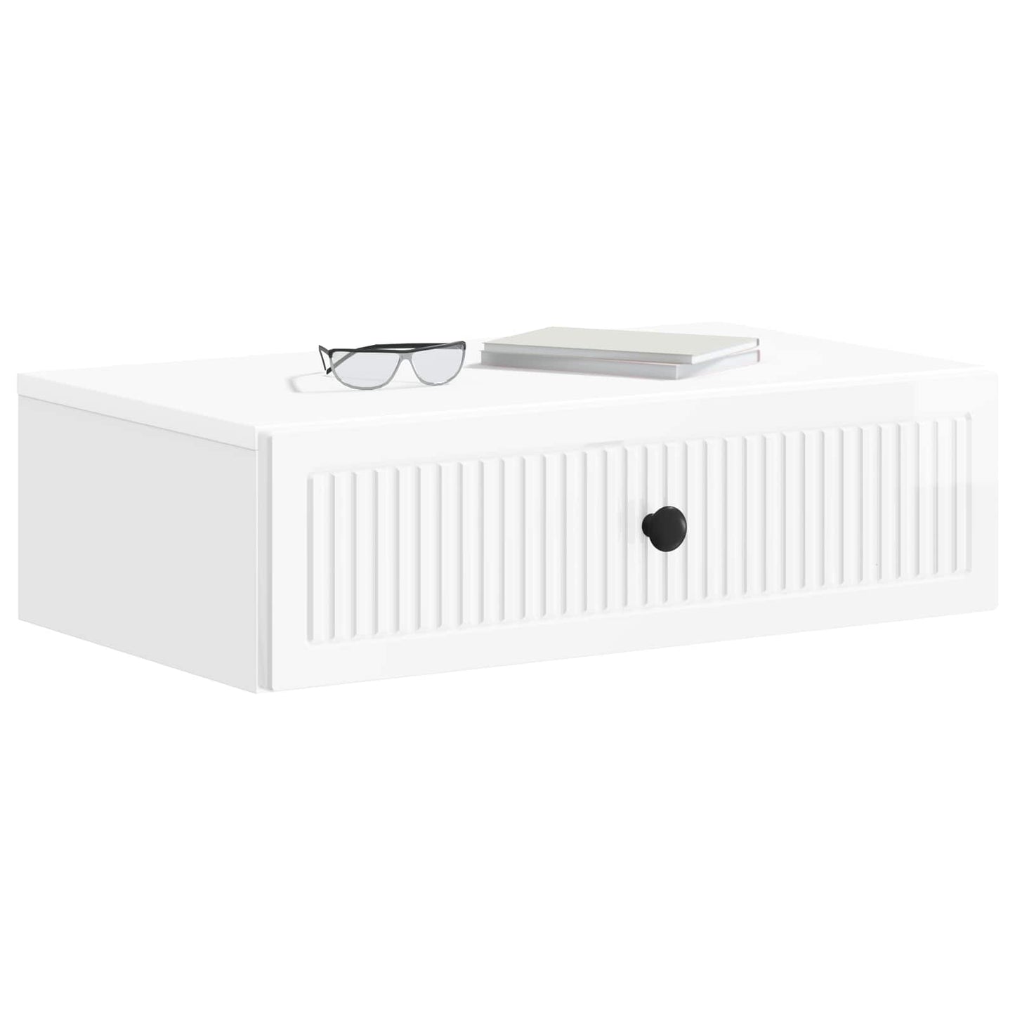 Tavolino da Parete Laterale Bianco Lucido 59 x 34,5 x 17 cm | homemem39
