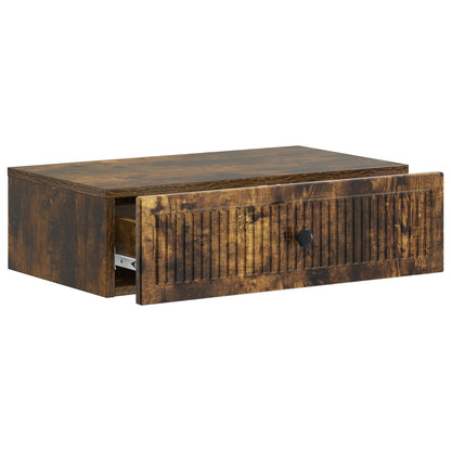 Tavolino da Parete Laterale Rovere Fumo 59 x 34,5 x 17 cm