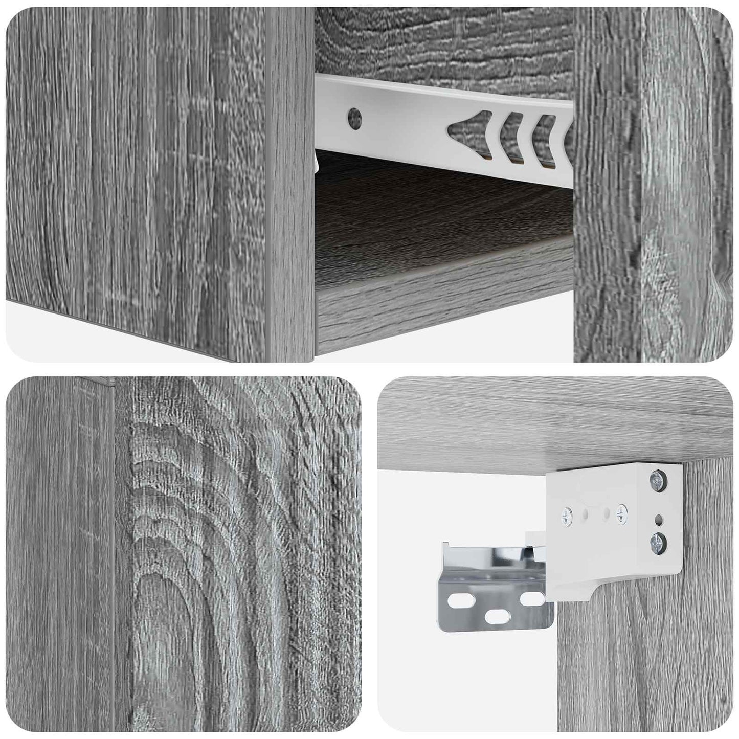 Tavolino da Parete Laterale Grigio Sonoma 59 x 34,5 x 17 cm