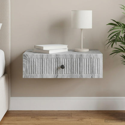 Tavolino da Parete Laterale Grigio Sonoma 59 x 34,5 x 17 cm