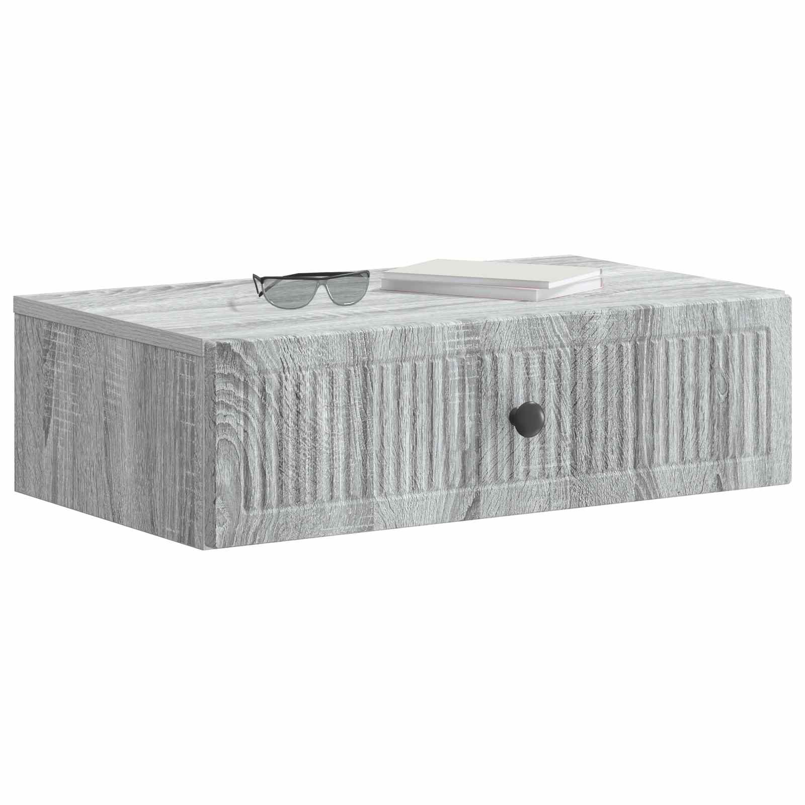 Tavolino da Parete Laterale Grigio Sonoma 59 x 34,5 x 17 cm | homemem39