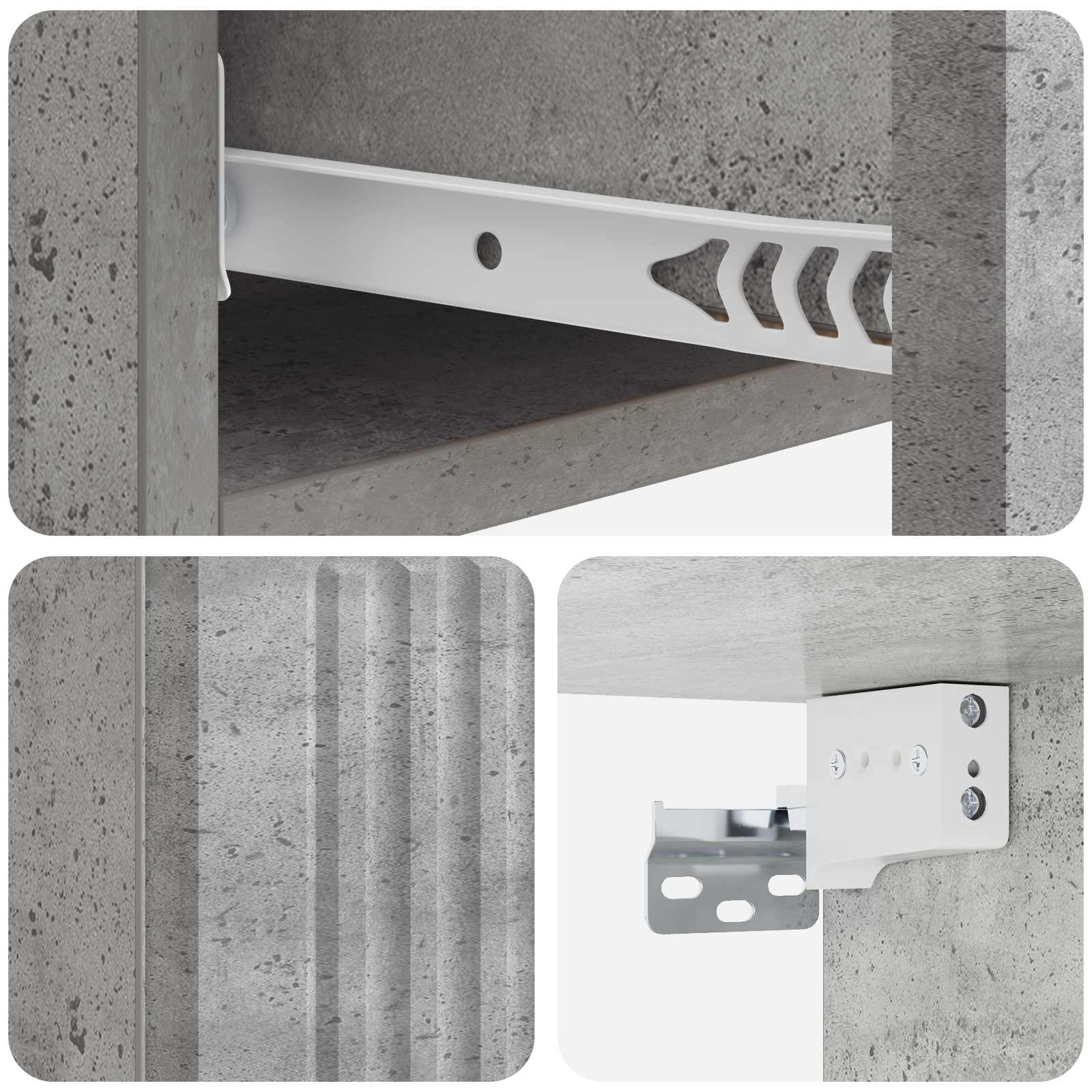 Tavolino da Parete Laterale Grigio Cemento 87,5 x 34,5 x 17 cm | homemem39