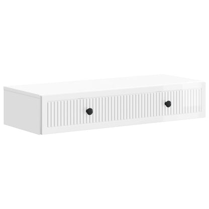 Tavolino da Parete Laterale Bianco Lucido 87,5 x 34,5 x 17 cm