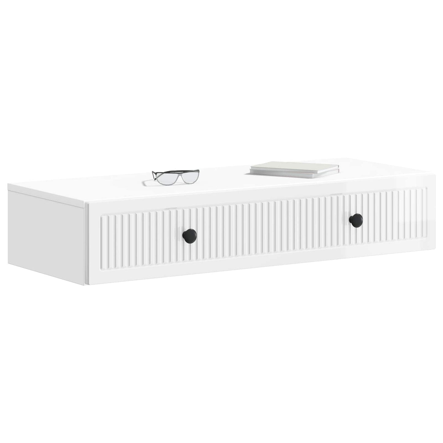 Tavolino da Parete Laterale Bianco Lucido 87,5 x 34,5 x 17 cm | homemem39
