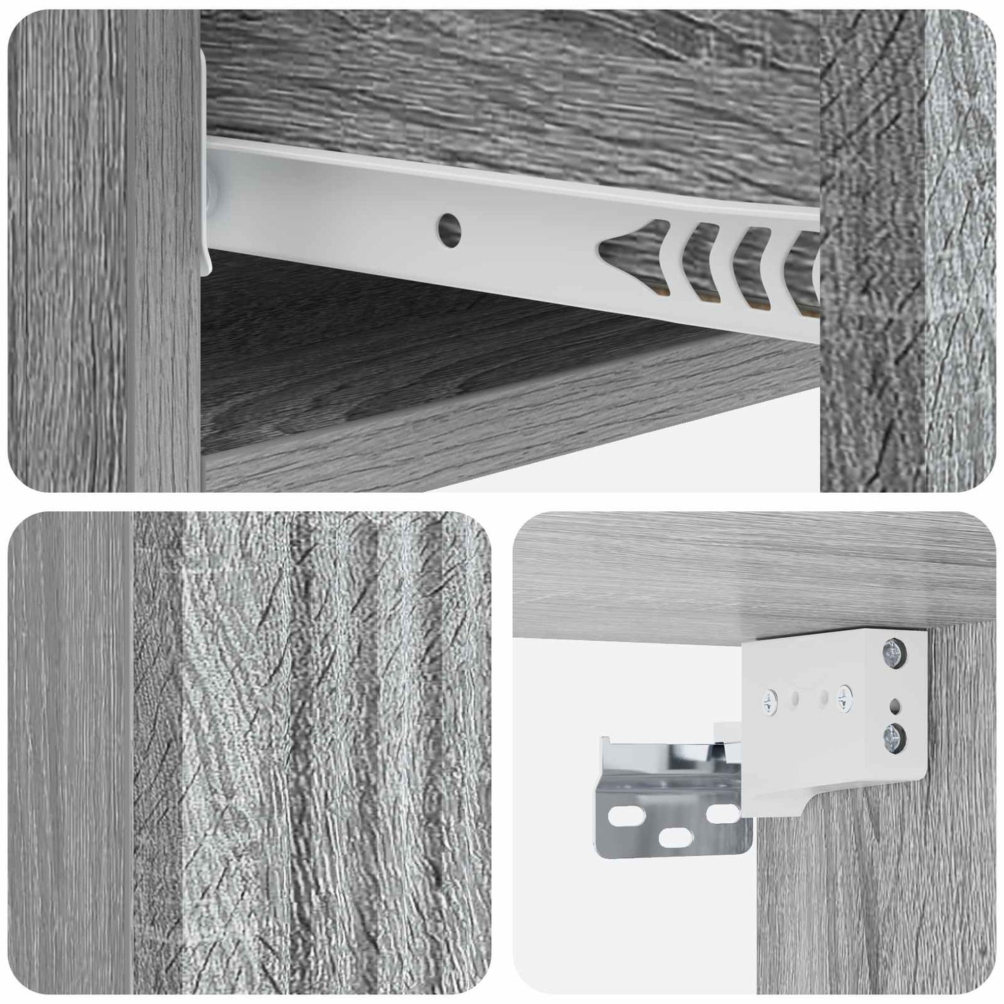 Tavolino da Parete Laterale Grigio Sonoma 87,5 x 34,5 x 17 cm