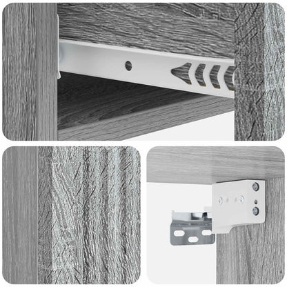 Tavolino da Parete Laterale Grigio Sonoma 87,5 x 34,5 x 17 cm
