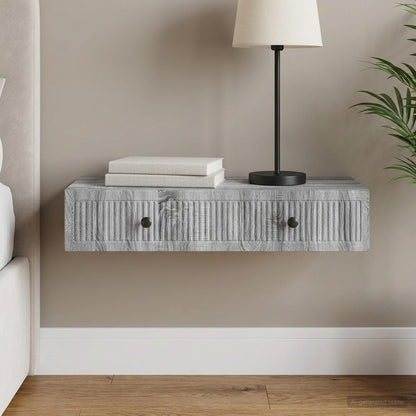 Tavolino da Parete Laterale Grigio Sonoma 87,5 x 34,5 x 17 cm