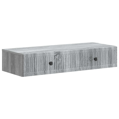 Tavolino da Parete Laterale Grigio Sonoma 87,5 x 34,5 x 17 cm