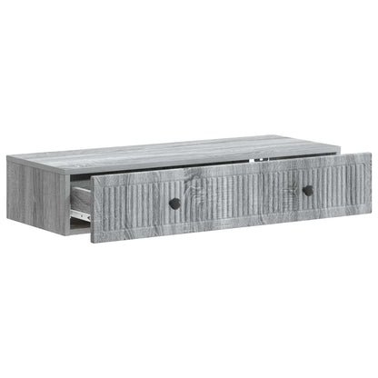 Tavolino da Parete Laterale Grigio Sonoma 87,5 x 34,5 x 17 cm