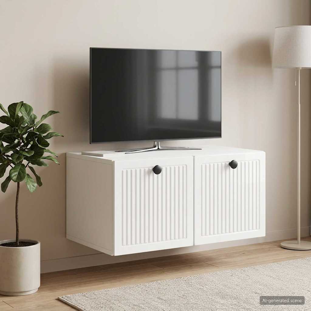 Mobile Porta TV da Muro Bianco Lucido 59,5 x 41 x 30 cm