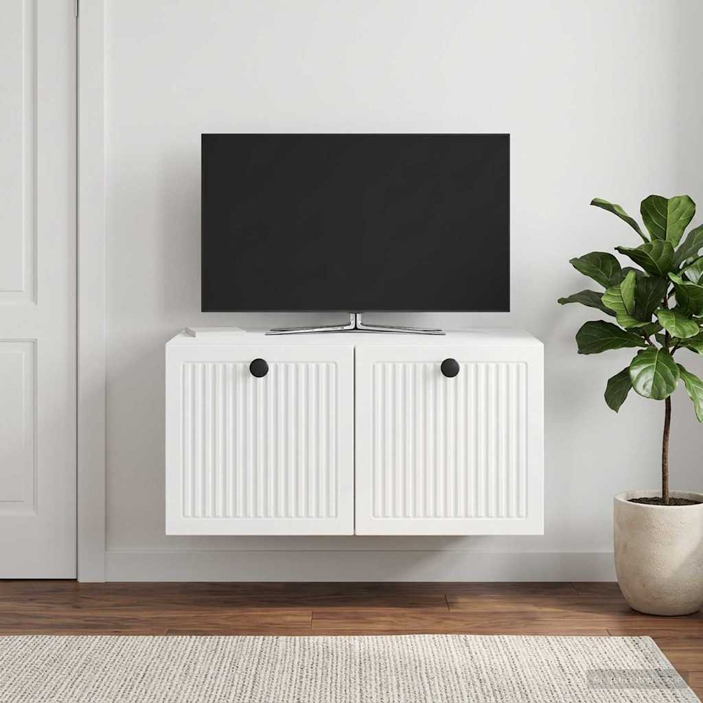 Mobile Porta TV da Muro Bianco Lucido 59,5 x 41 x 30 cm