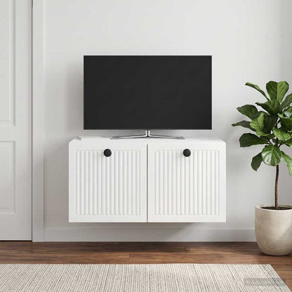 Mobile Porta TV da Muro Bianco Lucido 59,5 x 41 x 30 cm