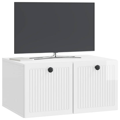 Mobile Porta TV da Muro Bianco Lucido 59,5 x 41 x 30 cm