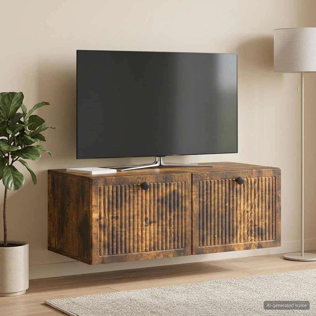 Mobile Porta TV da Muro Rovere Fumo 78,5 x 41 x 30 cm