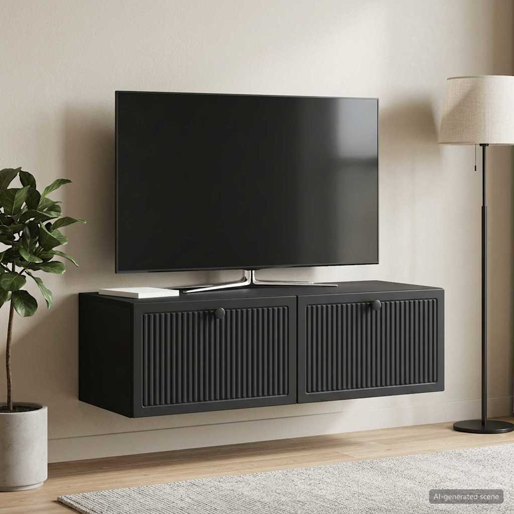 Mobile Porta TV da Muro Montaggio a parete Nero 98 x 41 x 30 cm