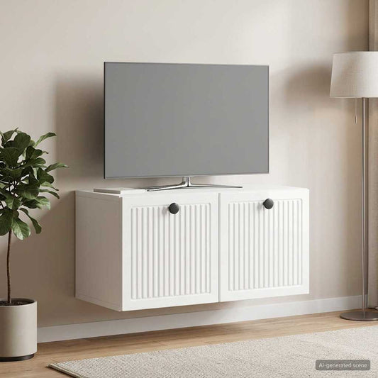 Mobile Porta TV da Muro Bianco Lucido 59,5 x 31 x 30 cm