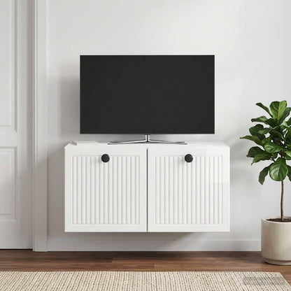 Mobile Porta TV da Muro Bianco Lucido 59,5 x 31 x 30 cm