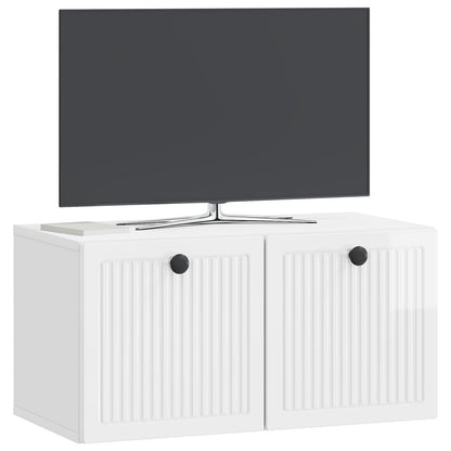 Mobile Porta TV da Muro Bianco Lucido 59,5 x 31 x 30 cm