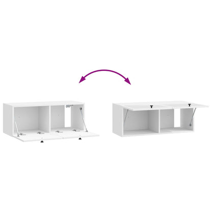 Mobile Porta TV da Muro Bianco Lucido 78,5 x 31 x 30 cm | homemem39