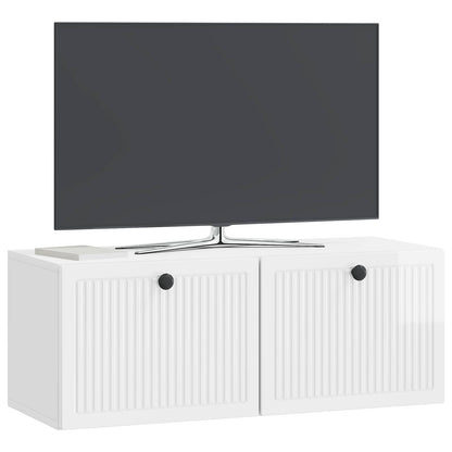 Mobile Porta TV da Muro Bianco Lucido 78,5 x 31 x 30 cm | homemem39