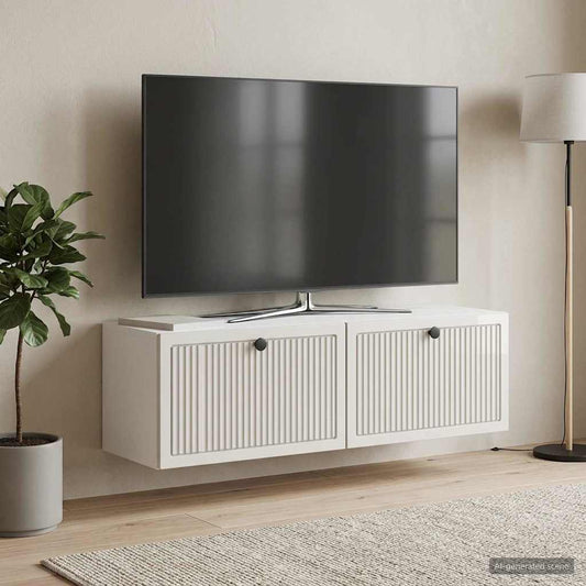 Mobile Porta TV da Muro Bianco Lucido 98 x 31 x 30 cm - homemem39