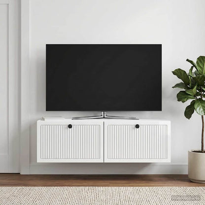 Mobile Porta TV da Muro Bianco Lucido 98 x 31 x 30 cm