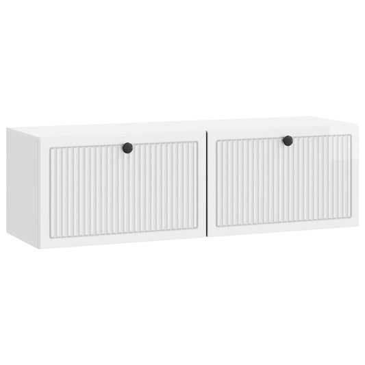 Mobile Porta TV da Muro Bianco Lucido 98 x 31 x 30 cm