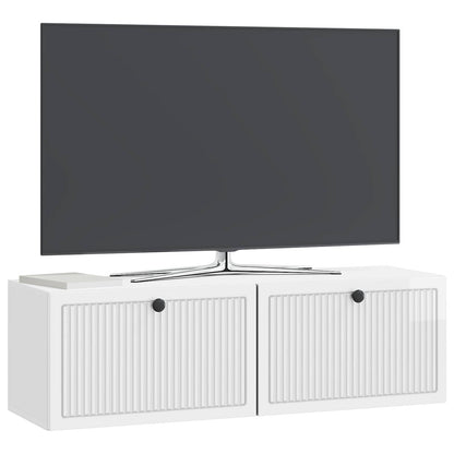 Mobile Porta TV da Muro Bianco Lucido 98 x 31 x 30 cm | homemem39