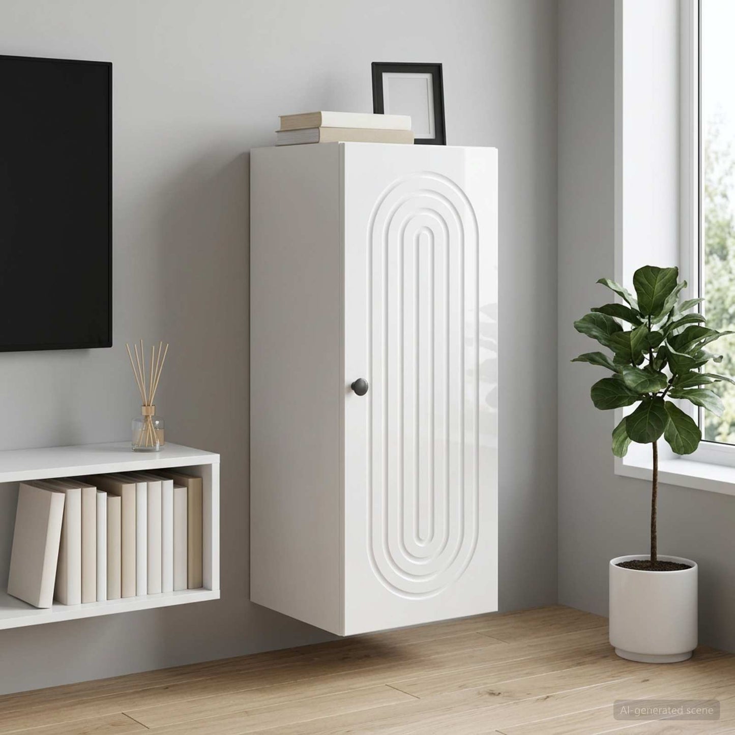 Mobiletto a muro Bianco Lucido 33 x 34,5 x 90 cm | homemem39