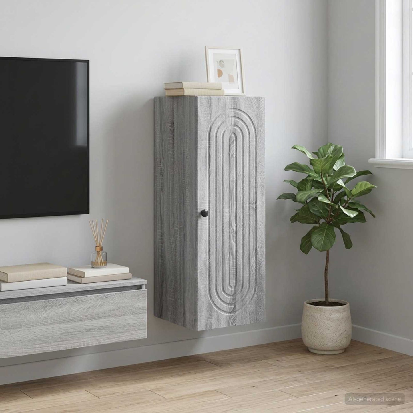 Mobiletto a muro Sonoma grigio 33 x 34,5 x 90 cm | homemem39