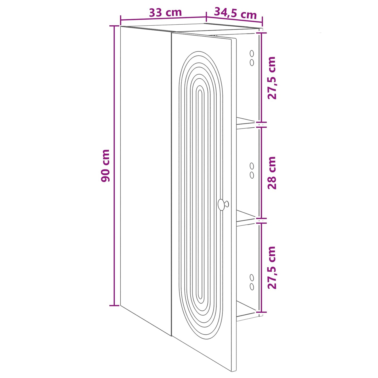 Mobiletto a muro Rovere Artigianale 33 x 34,5 x 90 cm | homemem39