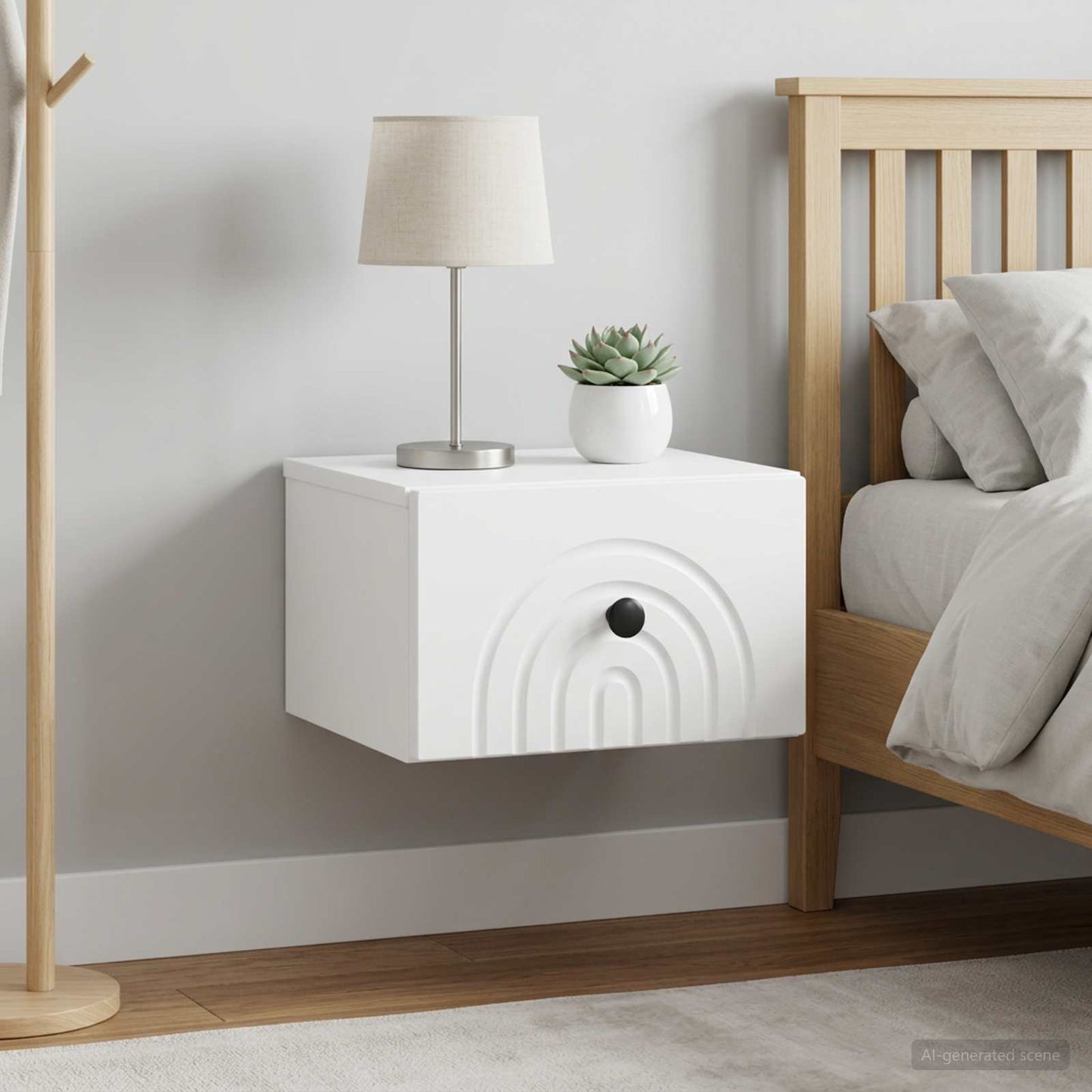 Mobiletto da notte a muro 2 pcs Bianco 33 x 34,5 x 20 cm