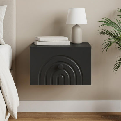 Mobiletto da notte a muro con cassetto Nero 33 x 34,5 x 20 cm