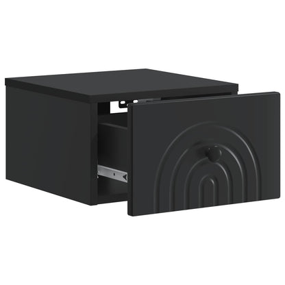 Mobiletto da notte a muro con cassetto Nero 33 x 34,5 x 20 cm