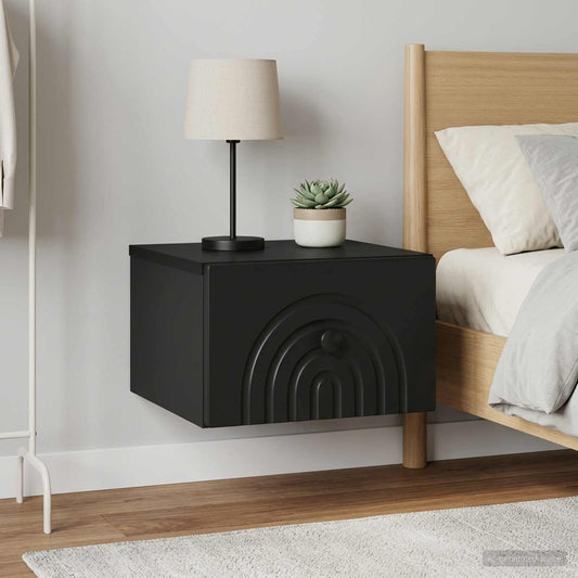 Mobiletto da notte a muro 2 pz Nero 33 x 34,5 x 20 cm