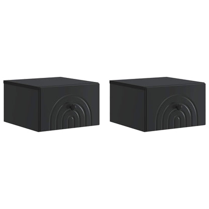 Mobiletto da notte a muro 2 pcs Nero 33 x 34,5 x 20 cm