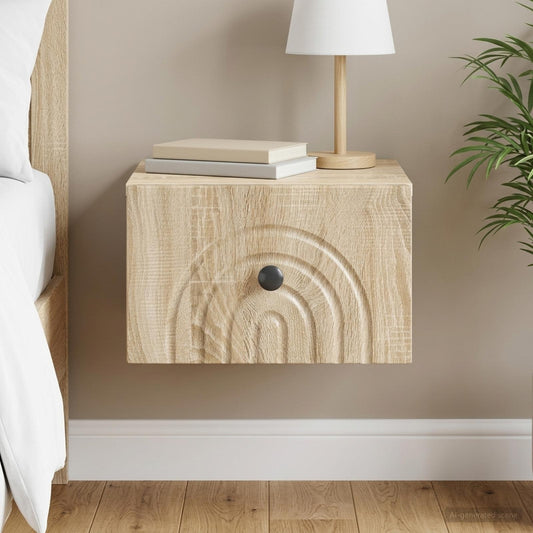 Mobiletto da notte a muro Rovere Sonoma 33 x 34,5 x 20 cm